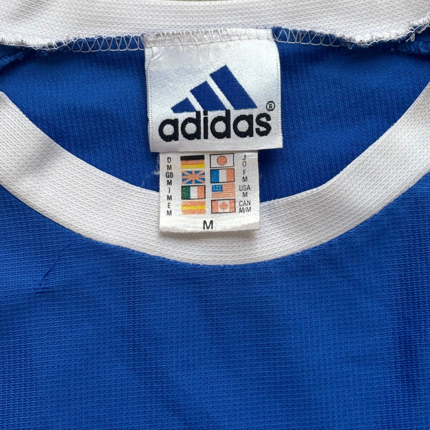 Adidas Greece Football Training Shirt Blue White 3 Stripe Jersey (M)
