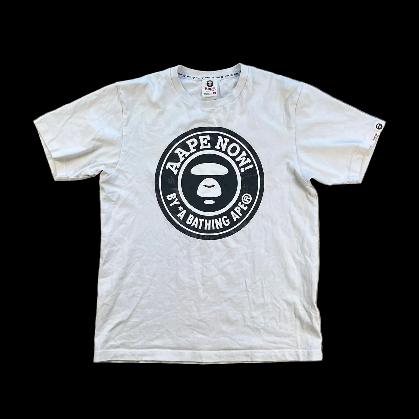 AAPE By A Bathing Ape “AAPE NOW!” Logo Graphic T-Shirt White Black Size L