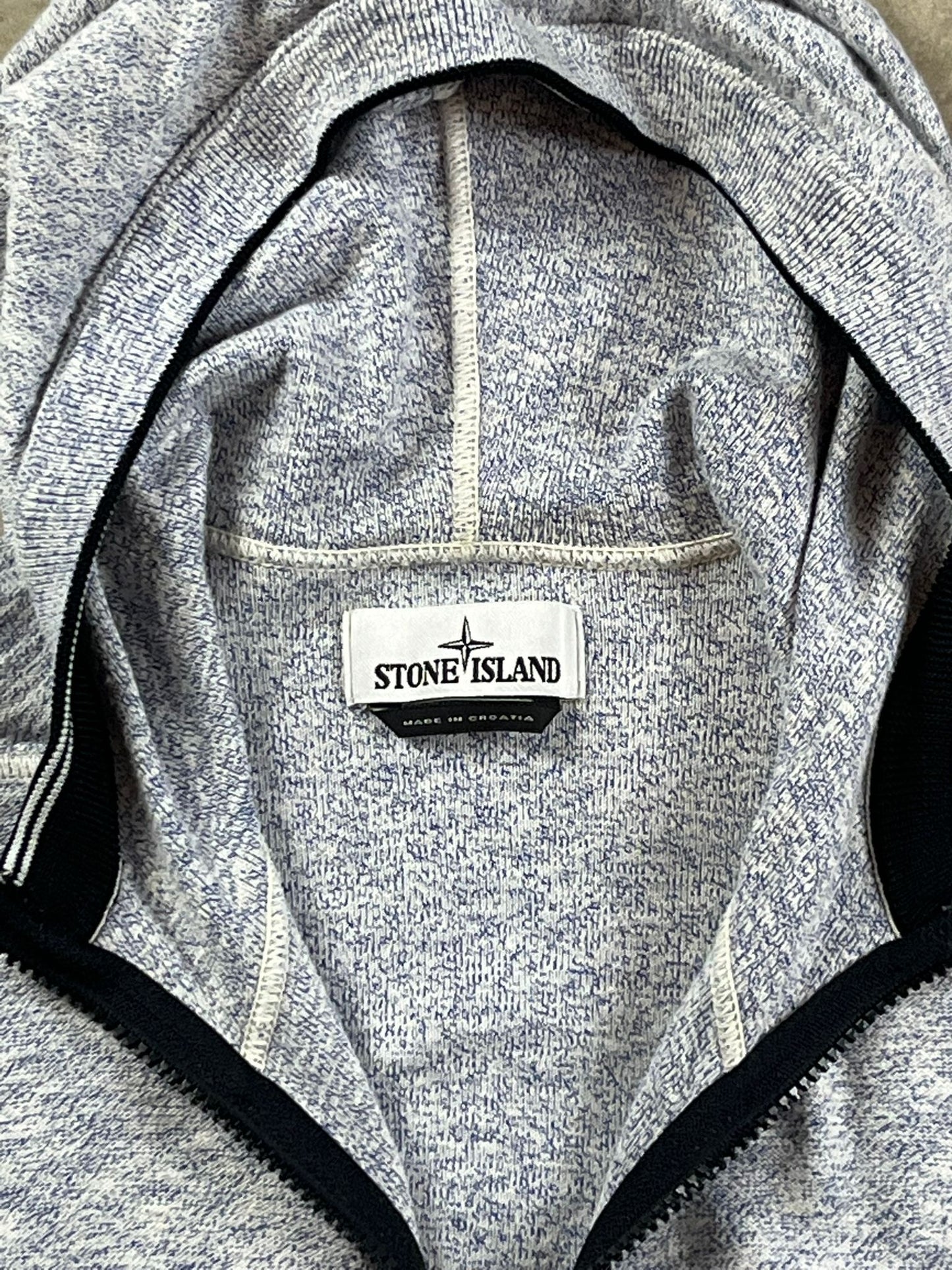Stone Island Full Zip Hooded Sweatshirt Grey Marl (S)