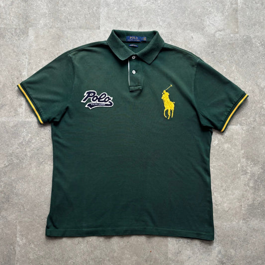 Polo Ralph Lauren Custom Slim Fit Big Pony Polo Shirt – Forest Green/Yellow Logo – Size L