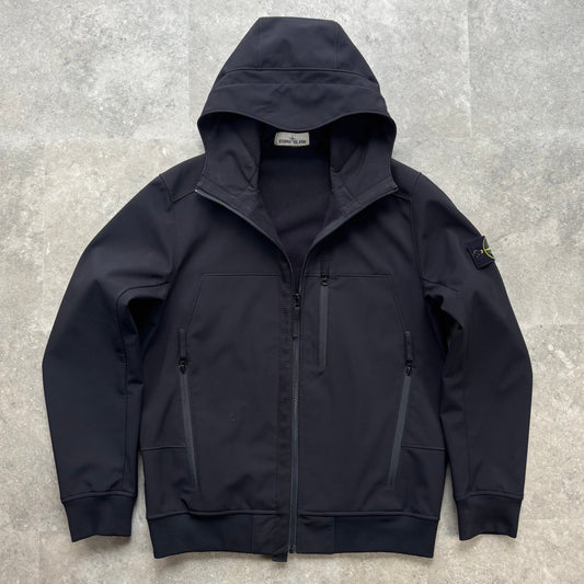 Stone Island Soft Shell-R Hooded Jacket – Black (Size L)