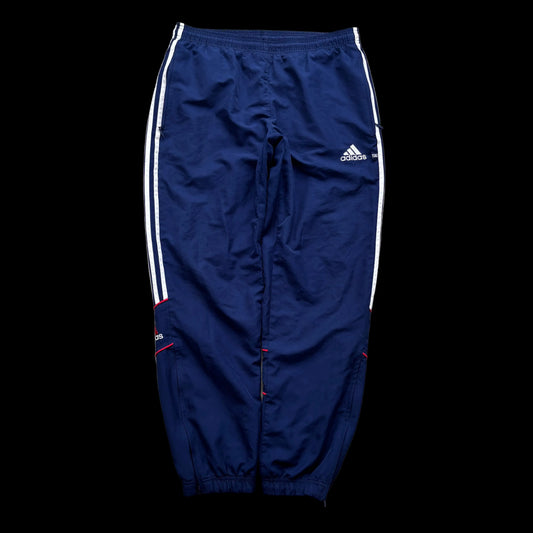 Vintage Adidas 3 Stripe Track Pants Navy Blue Red White Joggers Size S