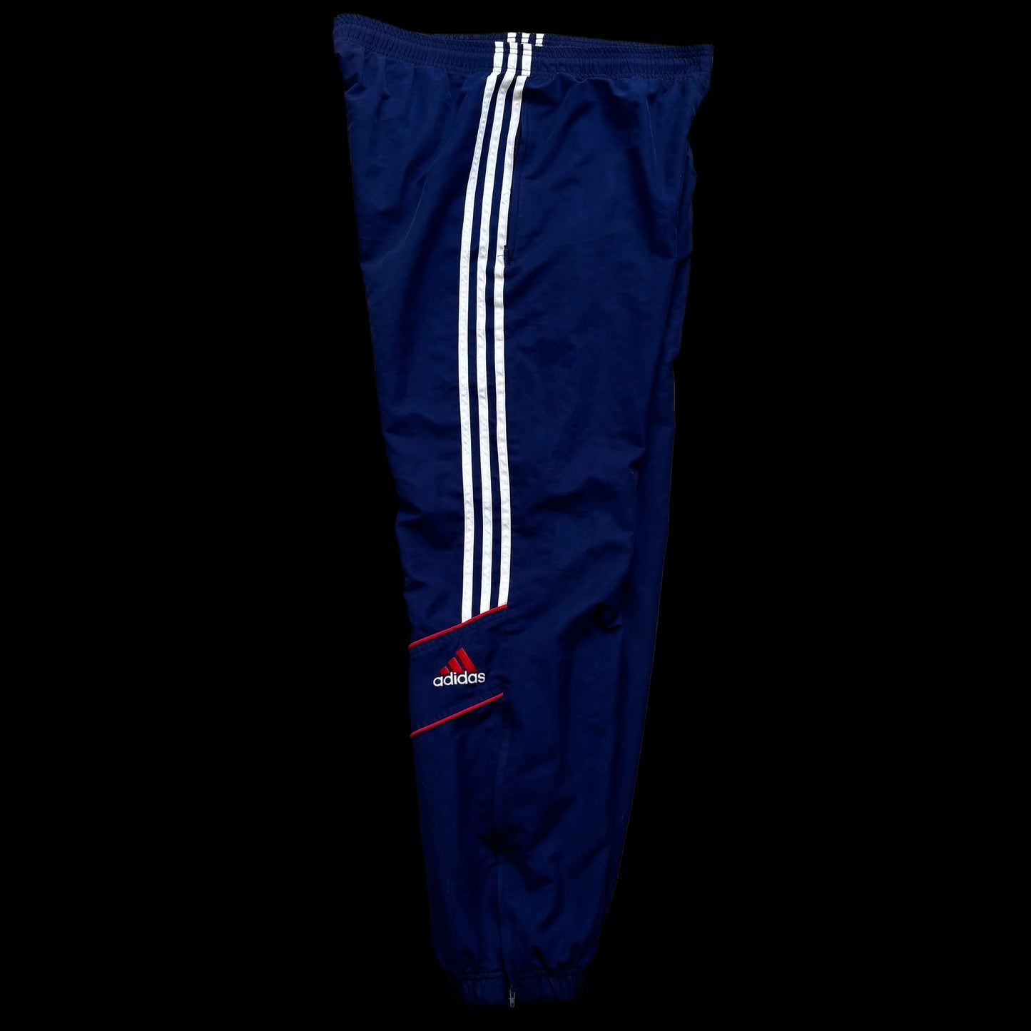Vintage Adidas 3 Stripe Track Pants Navy Blue Red White Joggers Size S