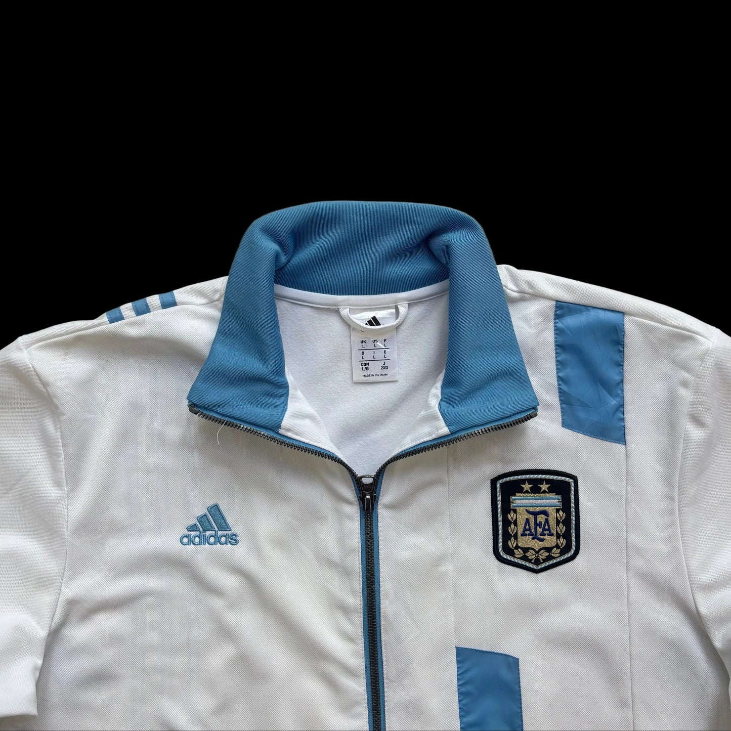 Adidas Argentina Football Track Jacket White Blue Full Zip (L)