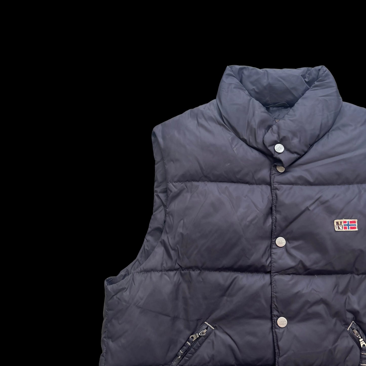 Vintage Napapijri Puffer Gilet Black Sleeveless Down Vest Size S
