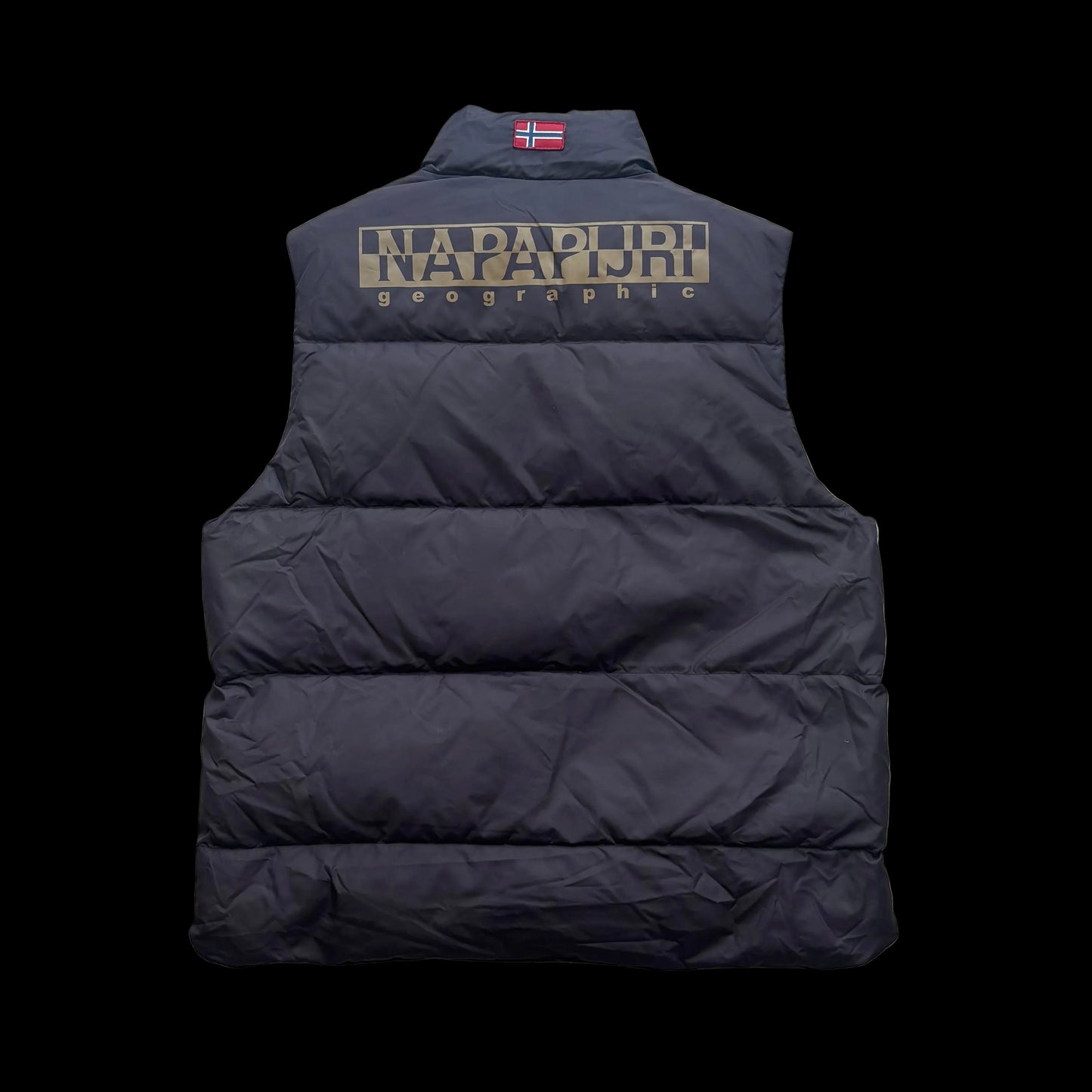 Vintage Napapijri Puffer Gilet Black Sleeveless Down Vest Size S