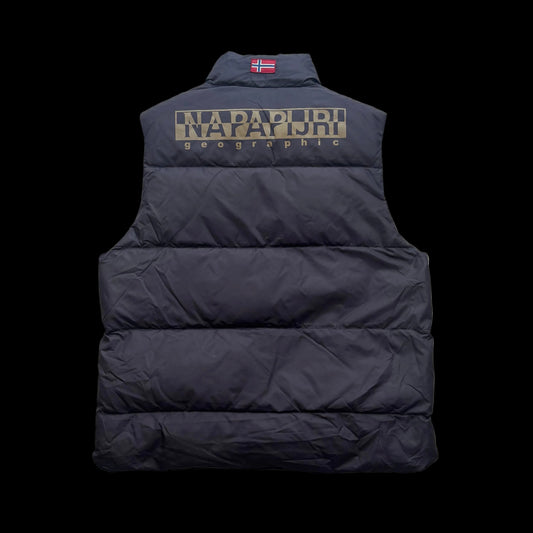 Vintage Napapijri Puffer Gilet Black Sleeveless Down Vest Size S