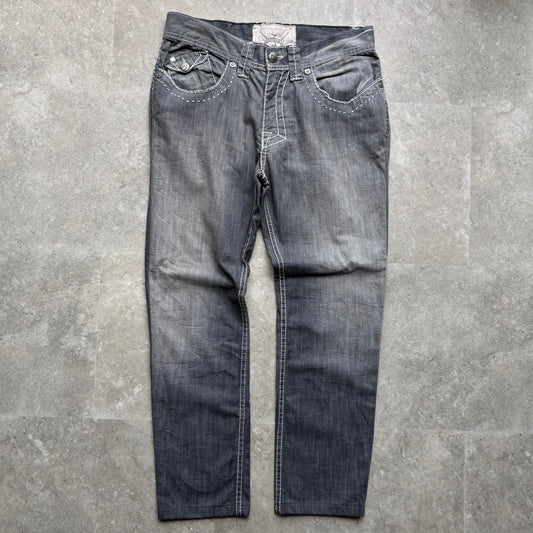 Division E Jeans Men’s Size 33 Grey Distressed Stitch Detail Denim - Made in LA